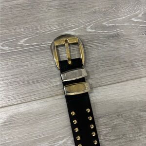 Vintage Gianni Versace Black and Gold Studded Belt